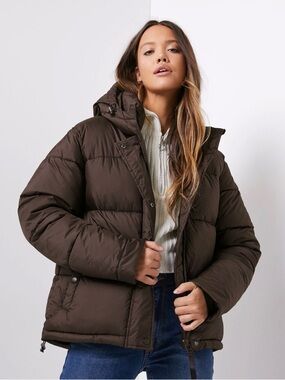 Brown Hooded Puffer Jacket